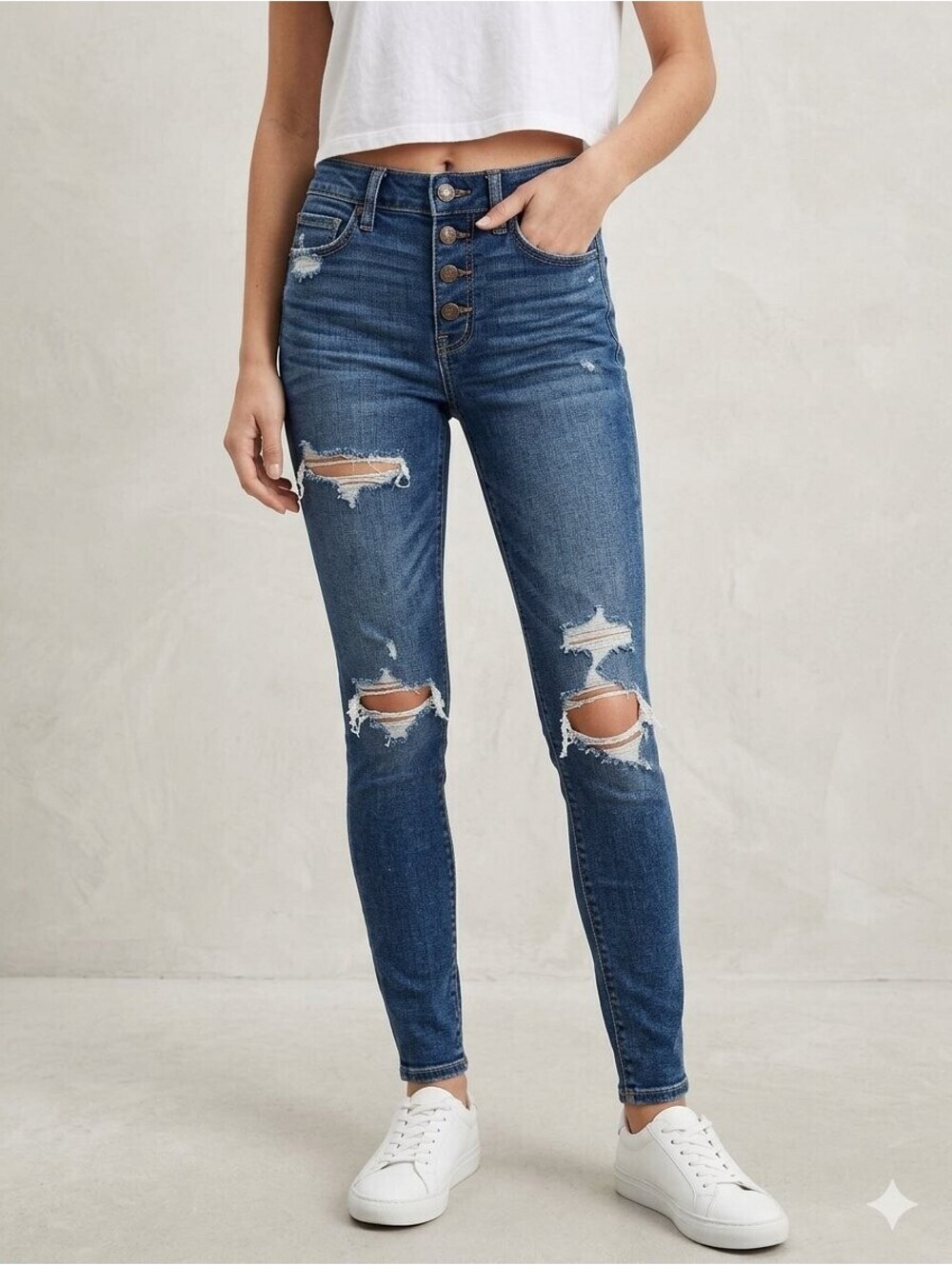 American Eagle US-0 XS “Next Level Stretch” Distressed Skinny Jeans Women’s Blue